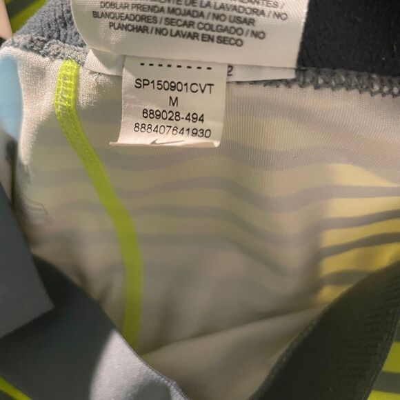 Nike Pro Leggings Yellow Stripe Compression Cropped Gym Training Women Sz M READ - Picture 7 of 10